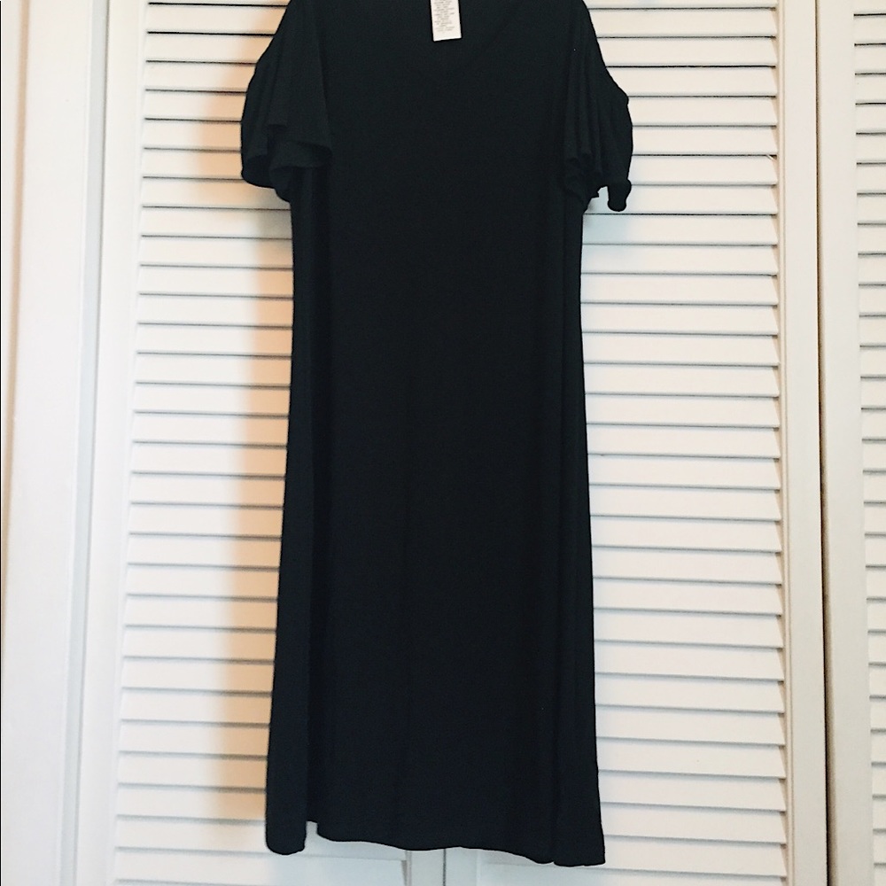 🖤 SOLD🖤MSK Black Cold Shoulder A-Line Dress (S)🖤 - Picture 5 of 8